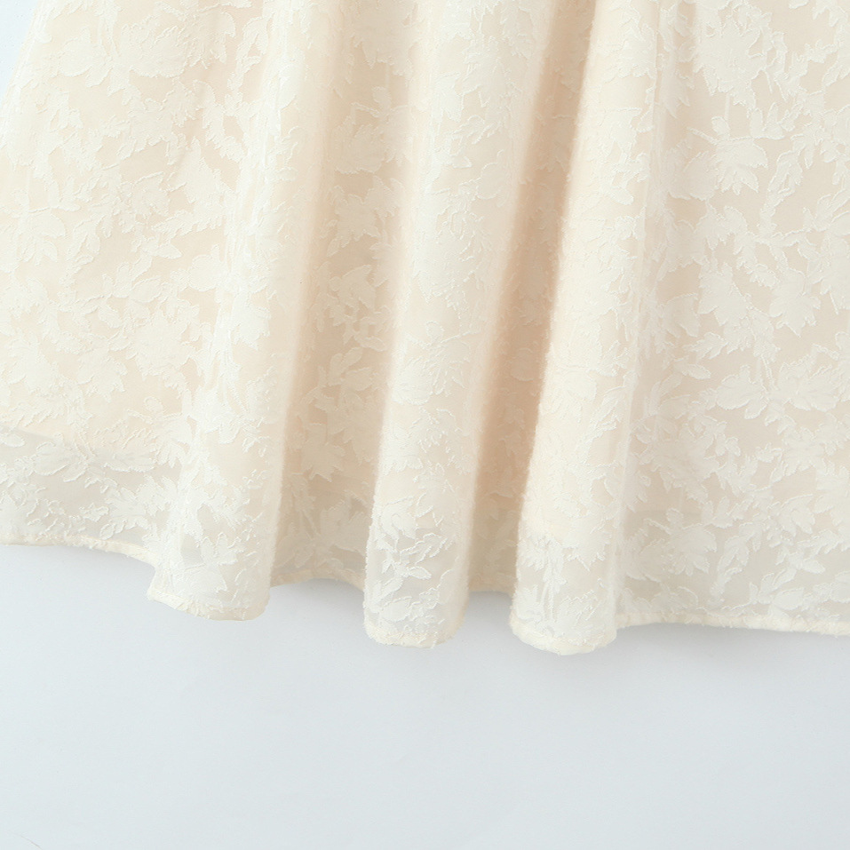 Vestido largo con lazo en la cintura y bordado floral para mujer KUN-00125