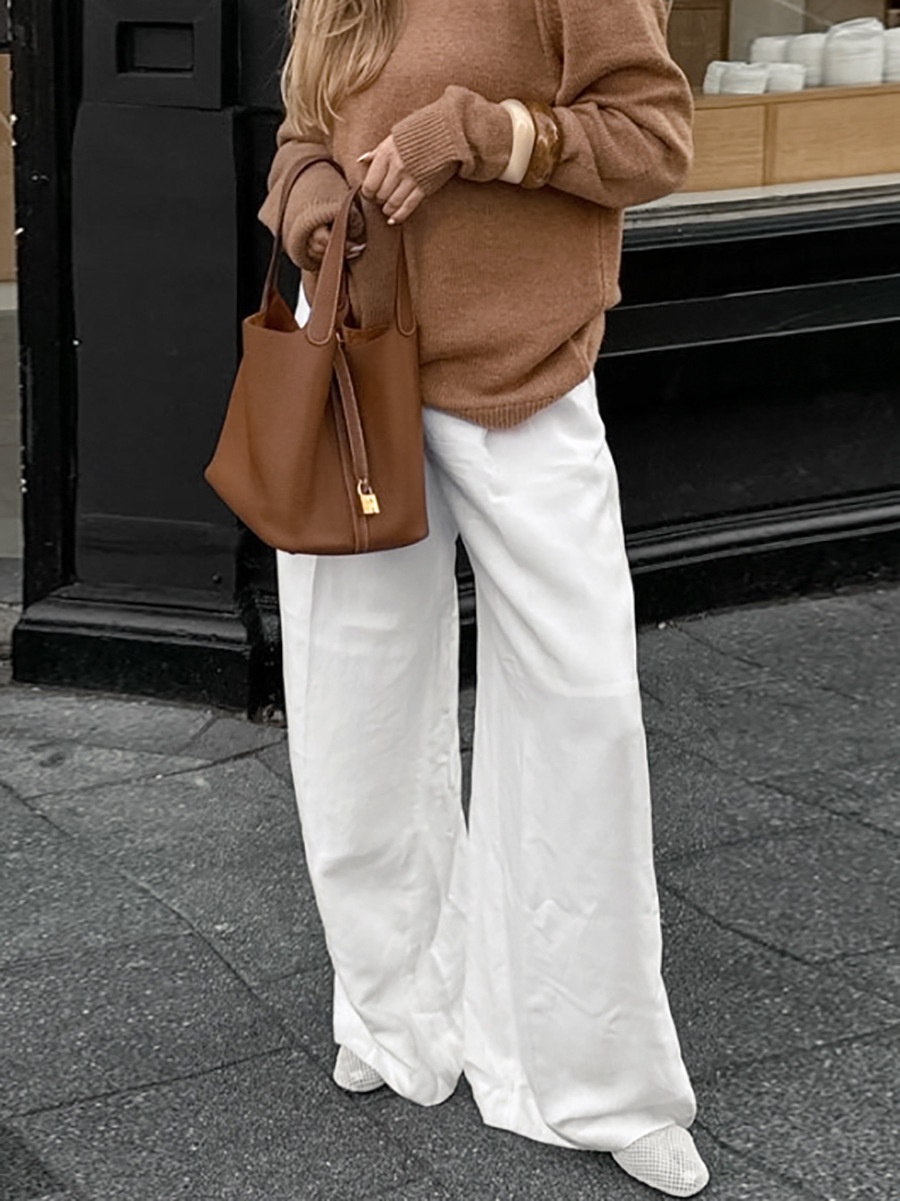 Pantalon blanc à jambes larges et taille haute - Chic sans effort