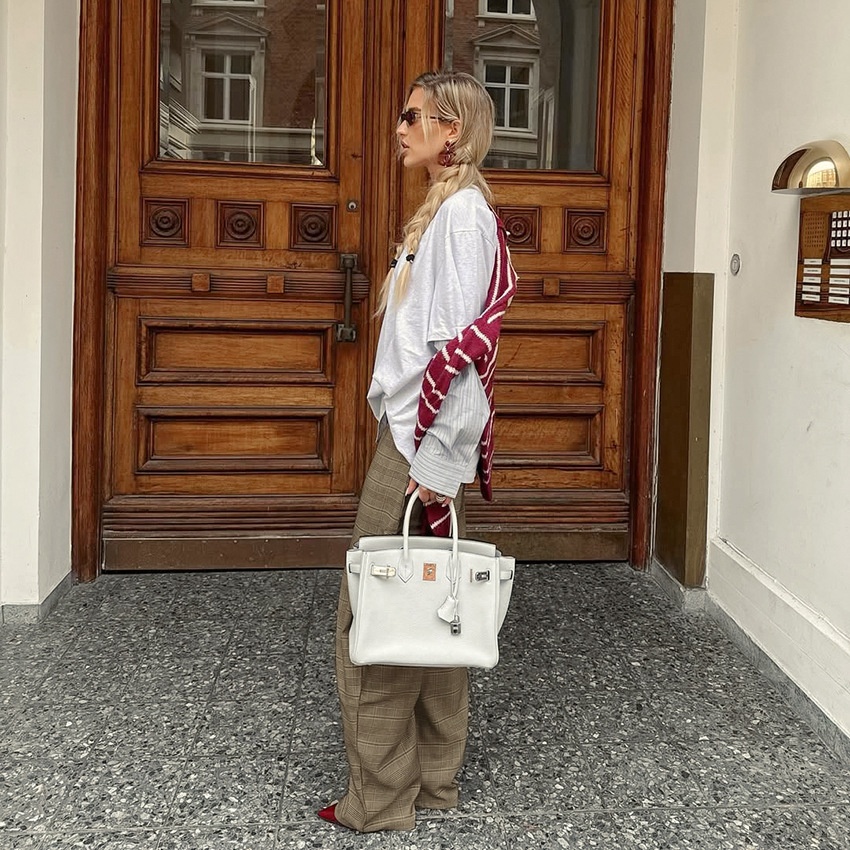 Pantaloni da donna a gamba larga a quadri