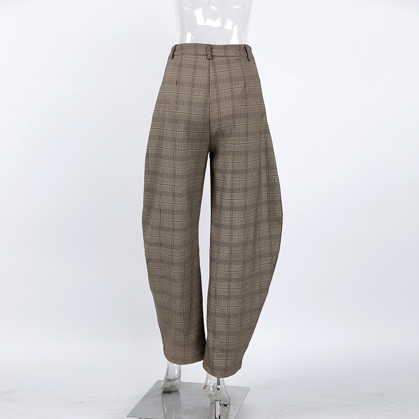 Pantaloni da donna a gamba larga a quadri