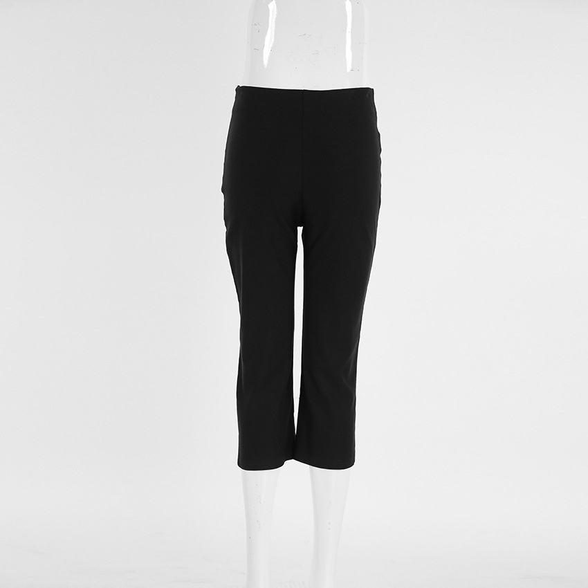 Leggings capri da donna neri a vita alta