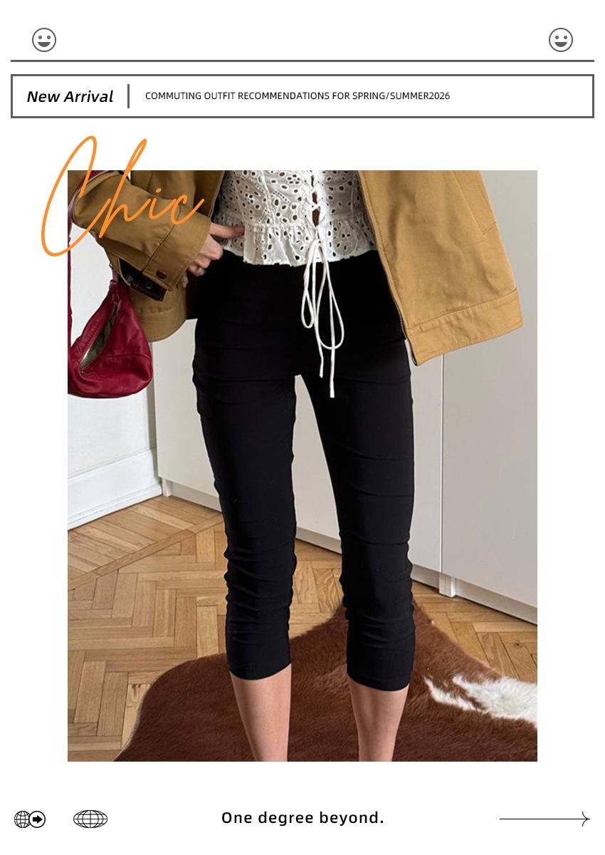Leggings capri da donna neri a vita alta