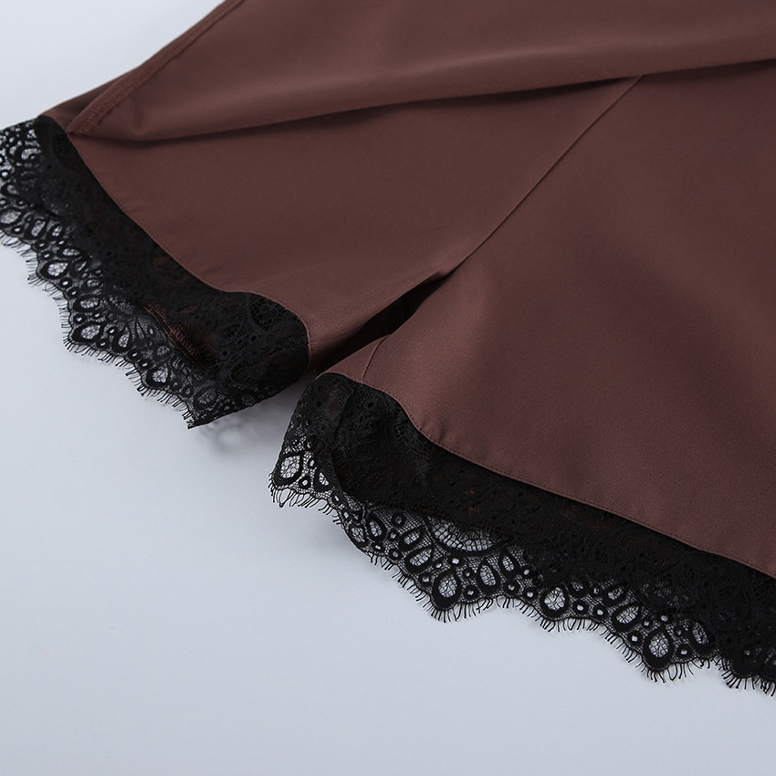 Gonna-pantalone a vita alta con bordo in pizzo