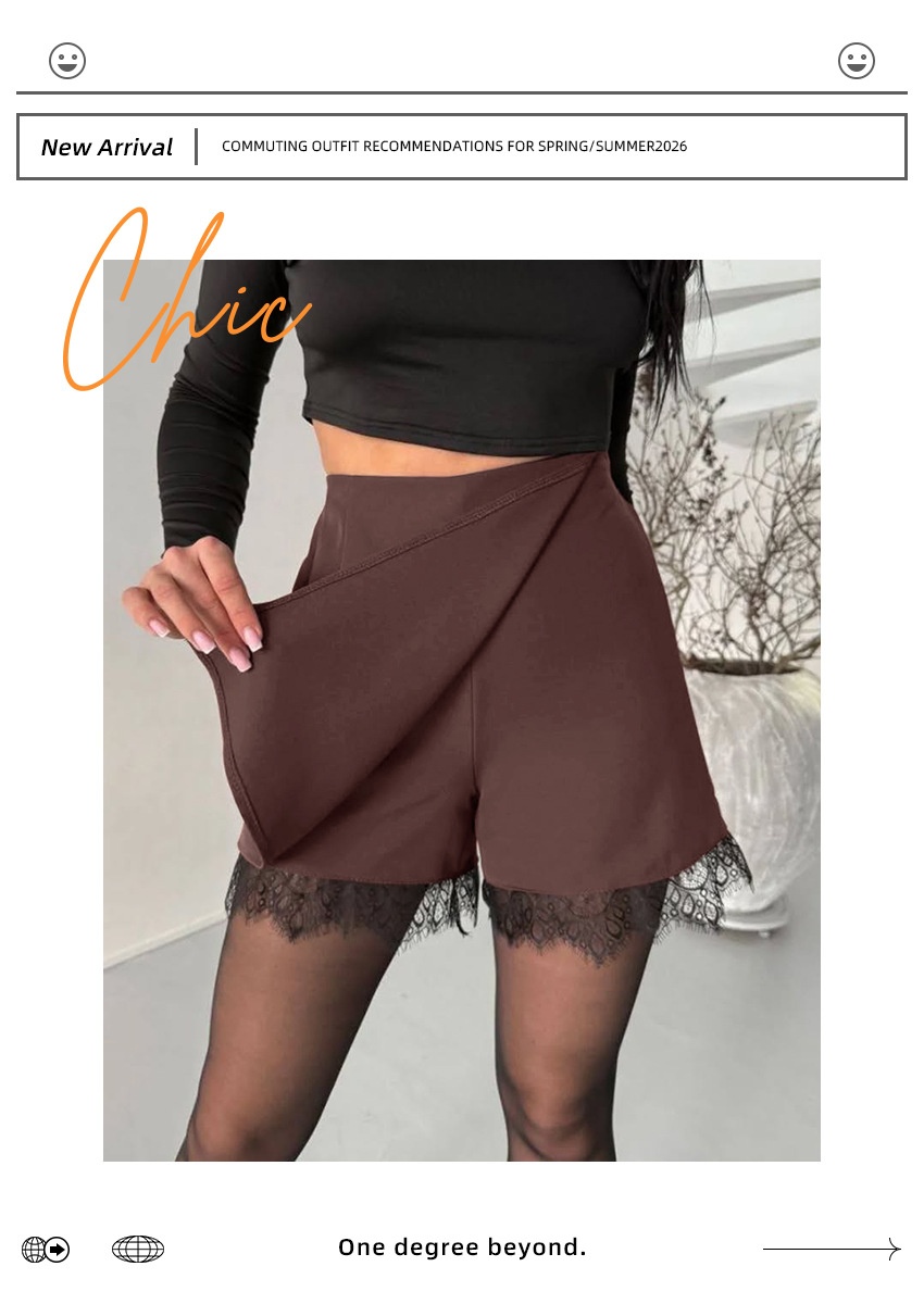 Gonna-pantalone a vita alta con bordo in pizzo