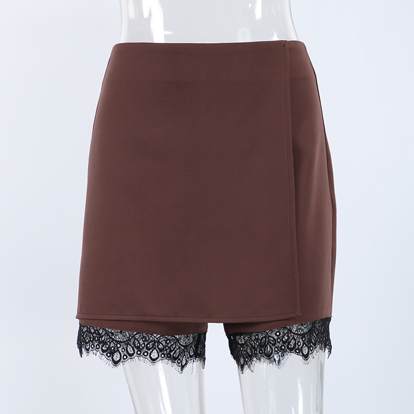 Gonna-pantalone a vita alta con bordo in pizzo