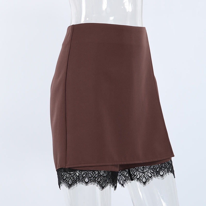 Gonna-pantalone a vita alta con bordo in pizzo