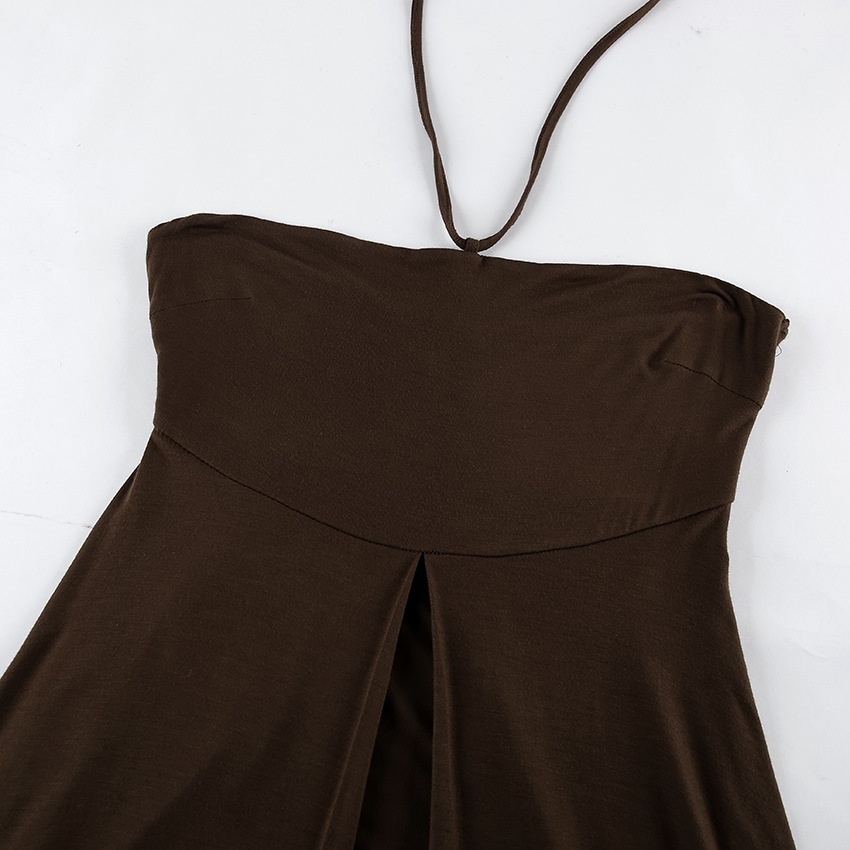 Top lungo da donna con scollo all'americana e spacco alto