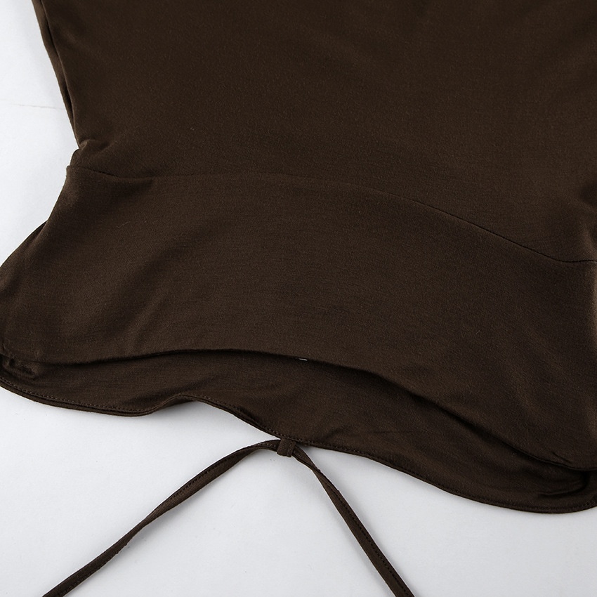 Top lungo da donna con scollo all'americana e spacco alto
