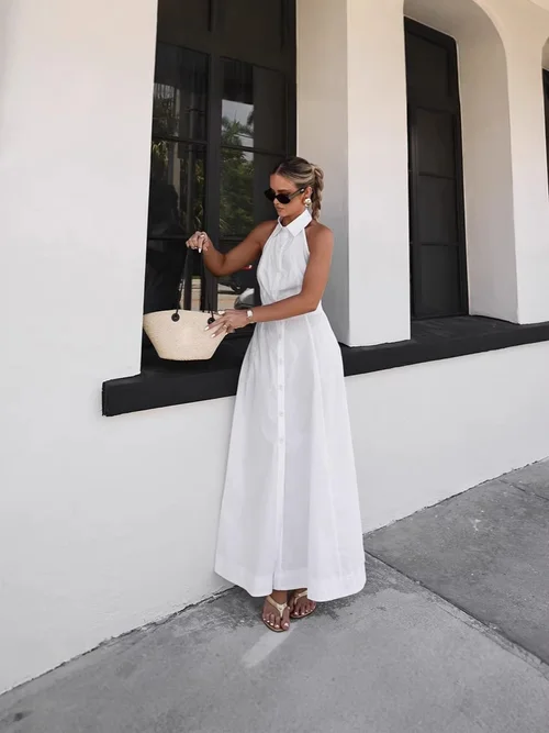 white halter dresses for women Little Dress 4 Floor length Petal and Pup Women's Betsy