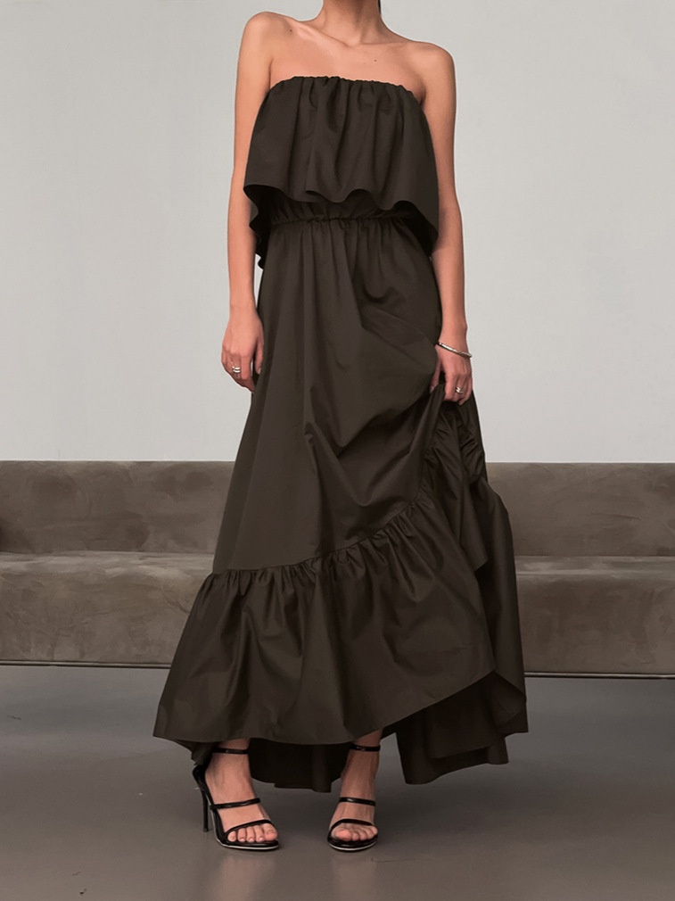 Robe longue bustier élégante à volants - Robe fluide à étages