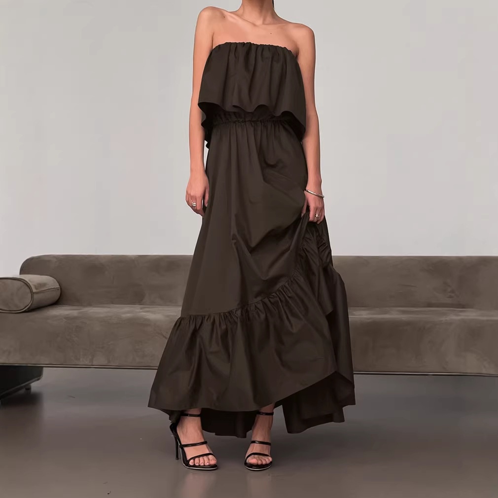 Robe longue bustier élégante à volants - Robe fluide à étages