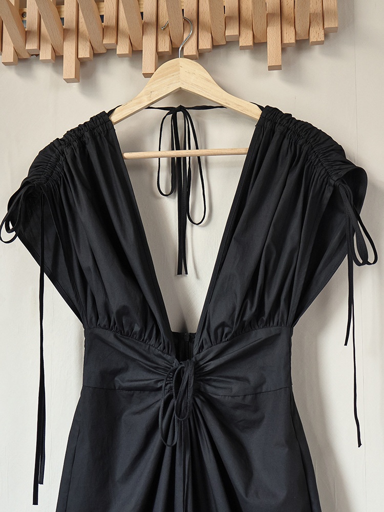 Women's Deep V-Neck Backless Maxi Dress