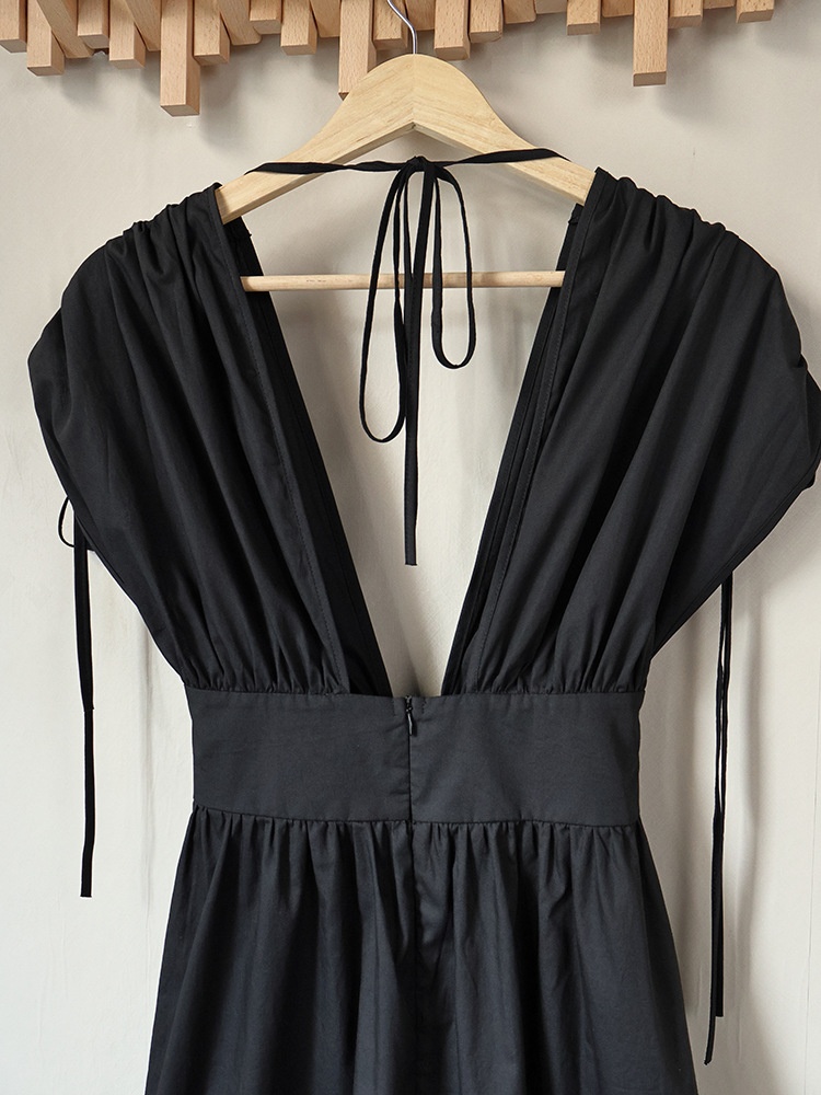 Women's Deep V-Neck Backless Maxi Dress