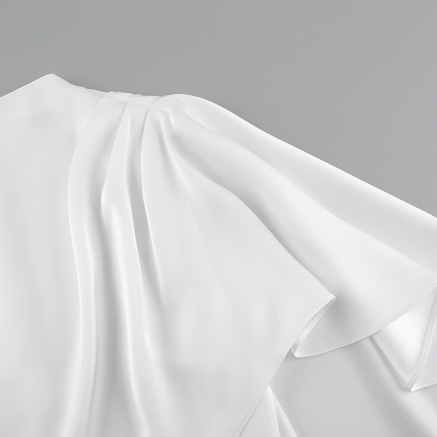 White Asymmetrical Draped Cape Sleeveless Mini Dress