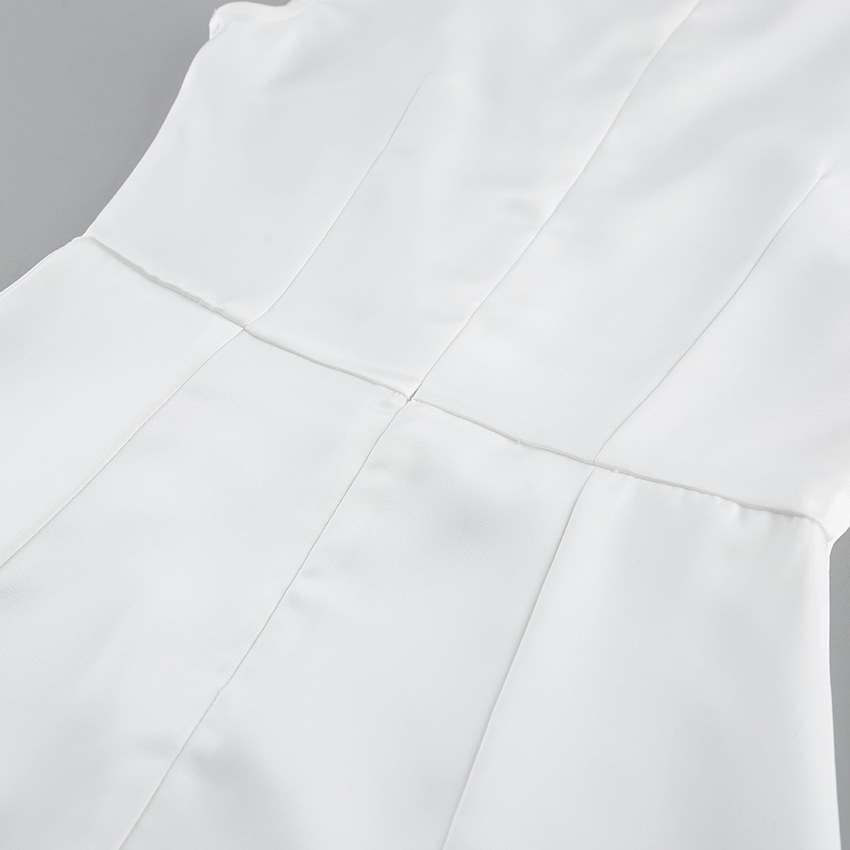 White Asymmetrical Draped Cape Sleeveless Mini Dress