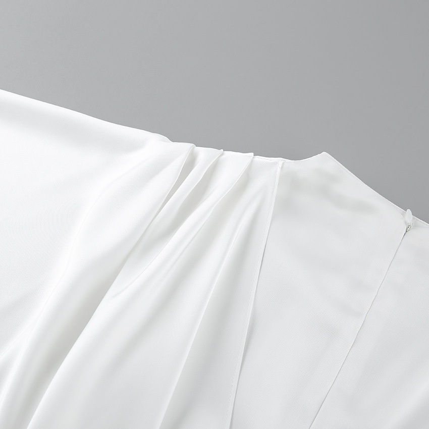 White Asymmetrical Draped Cape Sleeveless Mini Dress