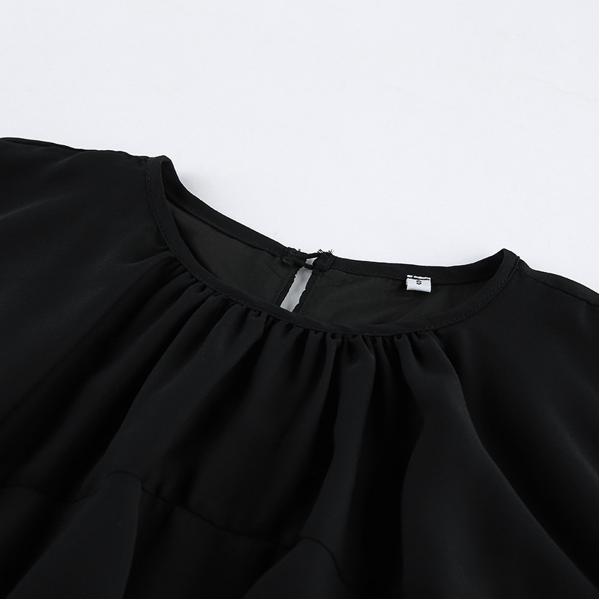 Women's Black Ruffle Cape Mini Dress