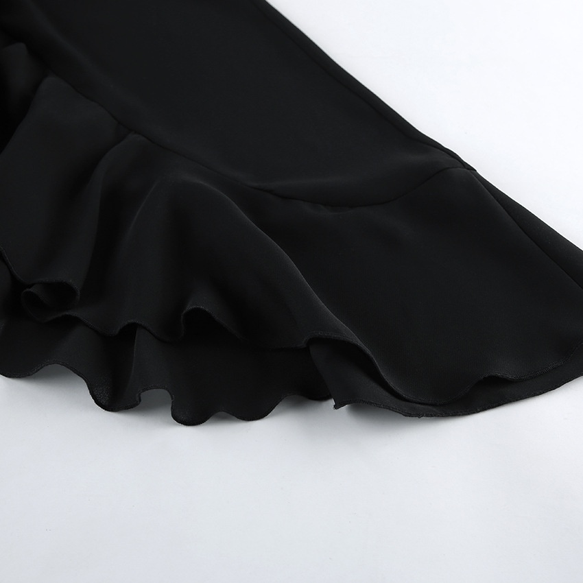 Women's Black Ruffle Cape Mini Dress