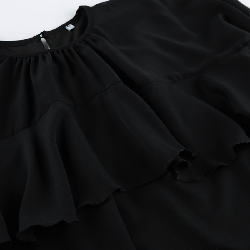 Women's Black Ruffle Cape Mini Dress