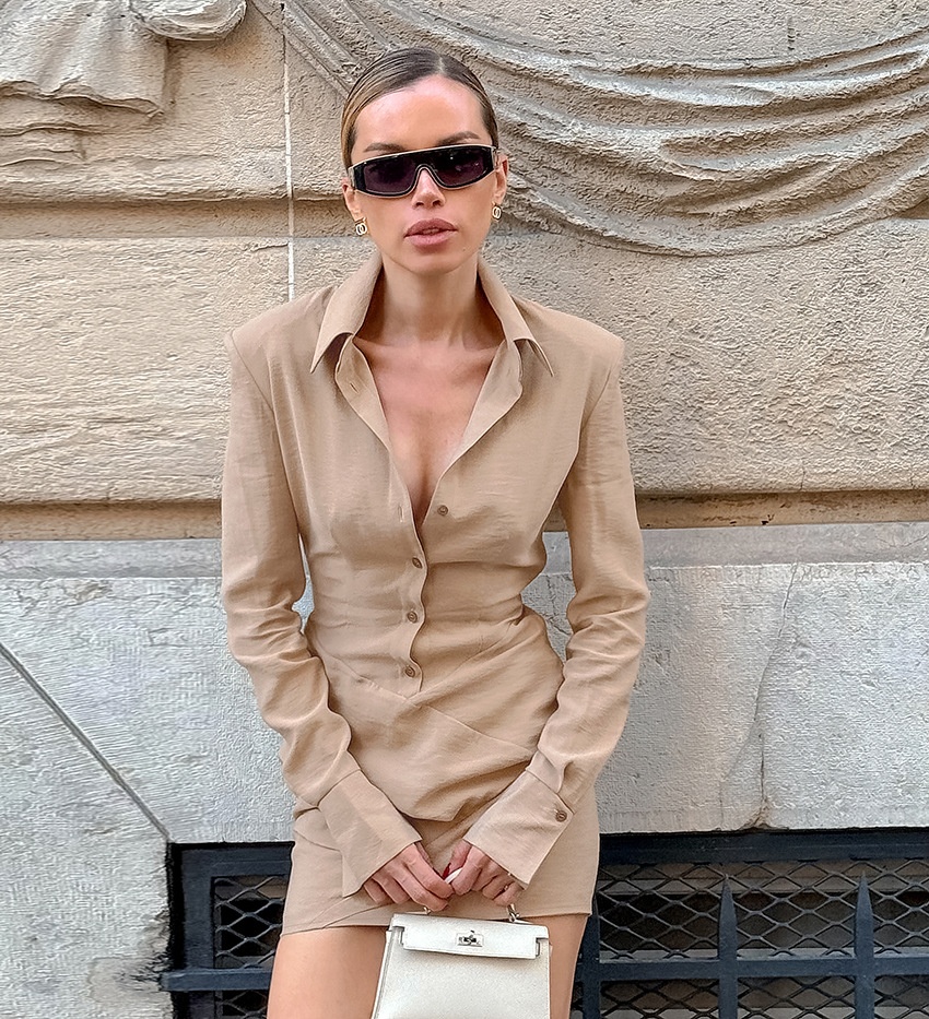 Women's Asymmetric Wrap Button-Down Shirt Mini Dress