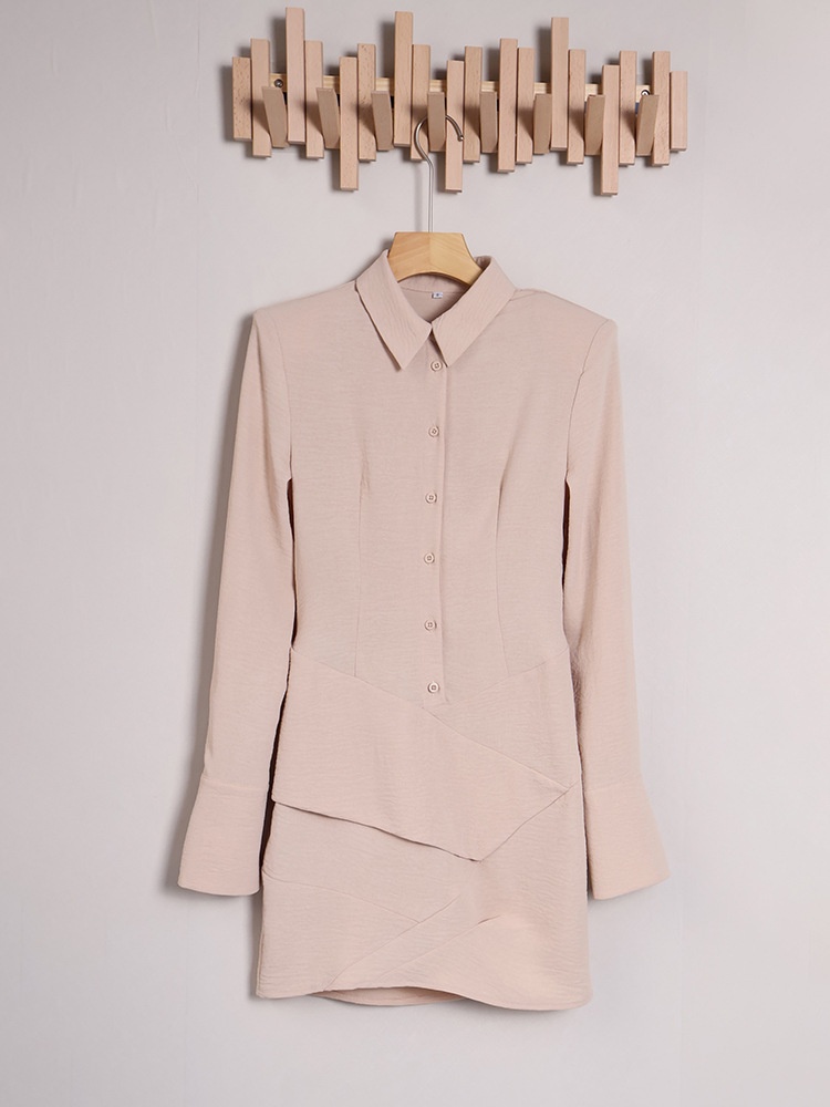 Women's Asymmetric Wrap Button-Down Shirt Mini Dress