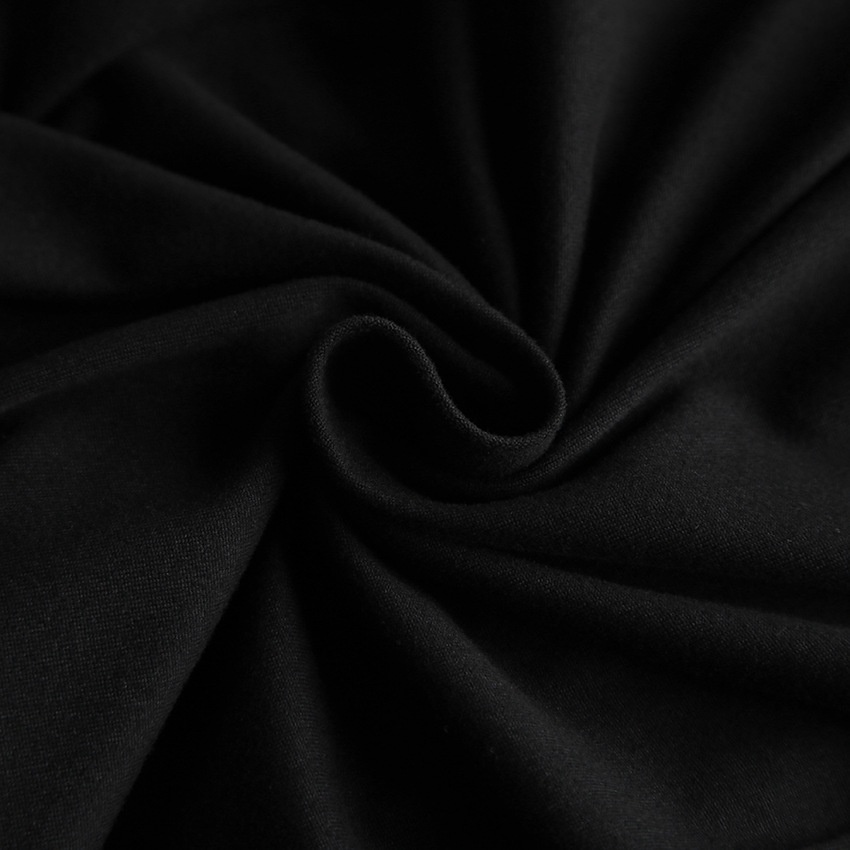 Mini abito da donna nero a maniche lunghe con arricciature
