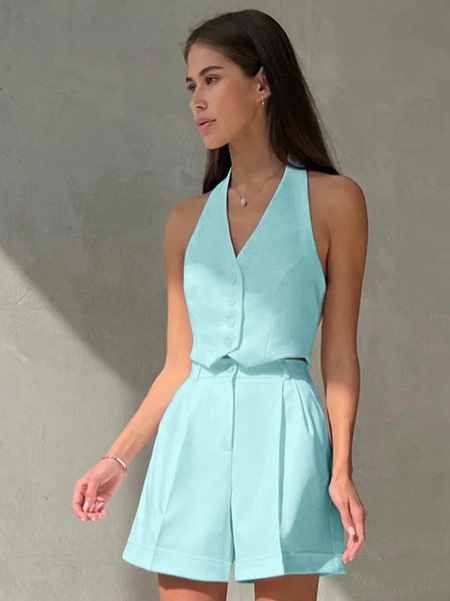 Ensemble chic débardeur dos nu et short plissé