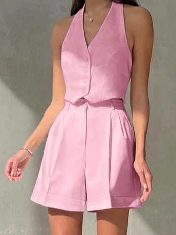 Ensemble chic débardeur dos nu et short plissé