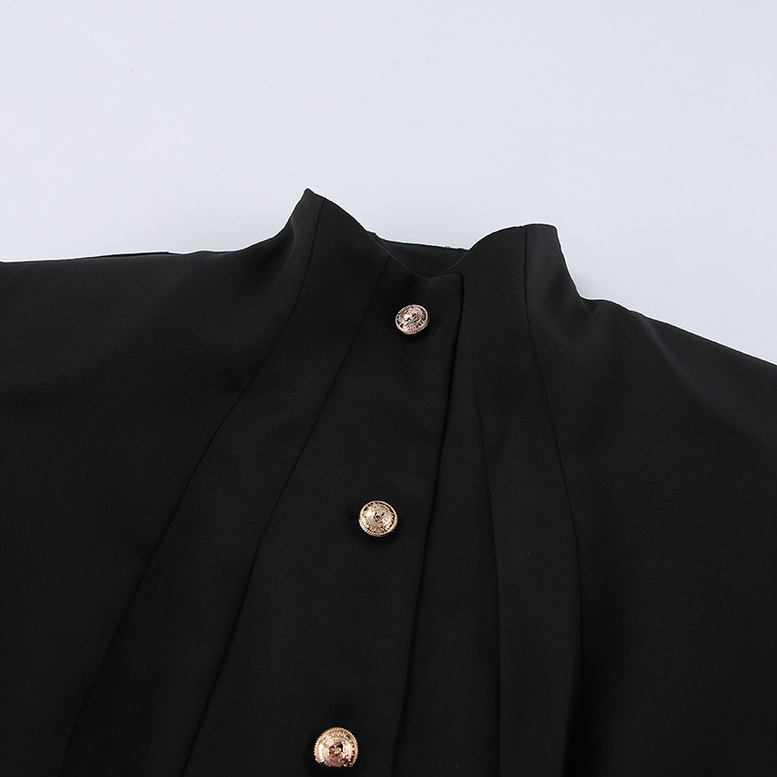 Ensemble blazer péplum à col mandarin noir et mini-jupe