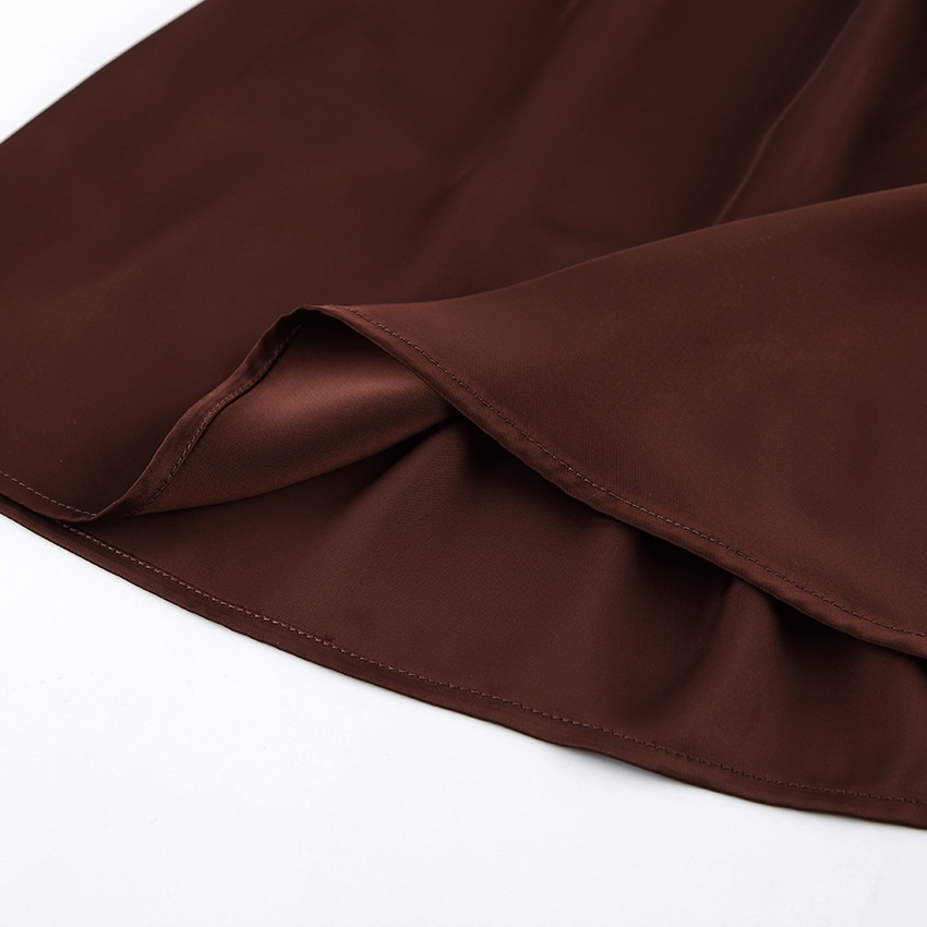 Robe longue élégante dos nu à col halter - Acajou