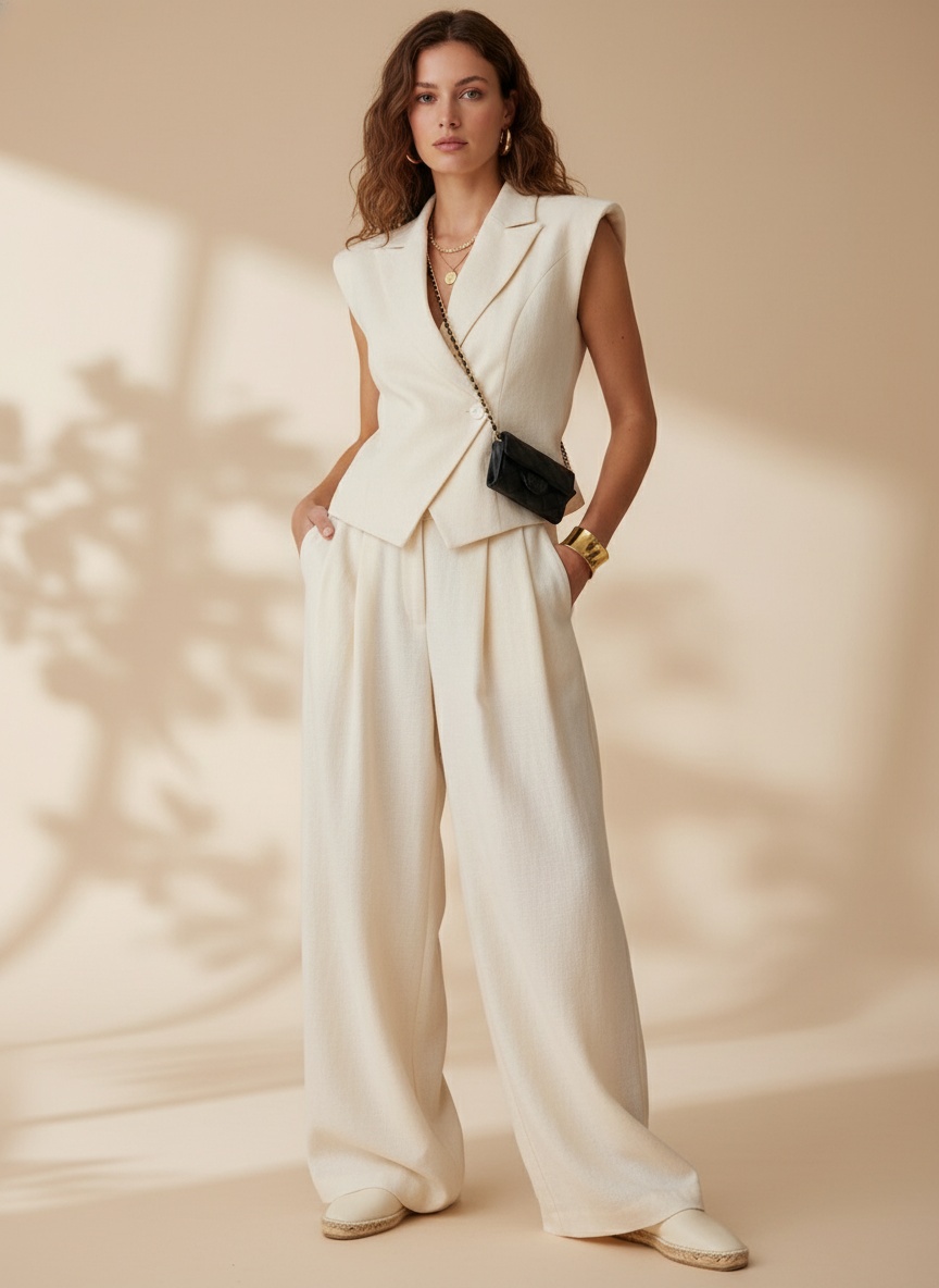 Ensemble blazer sans manches et pantalon large Off-White