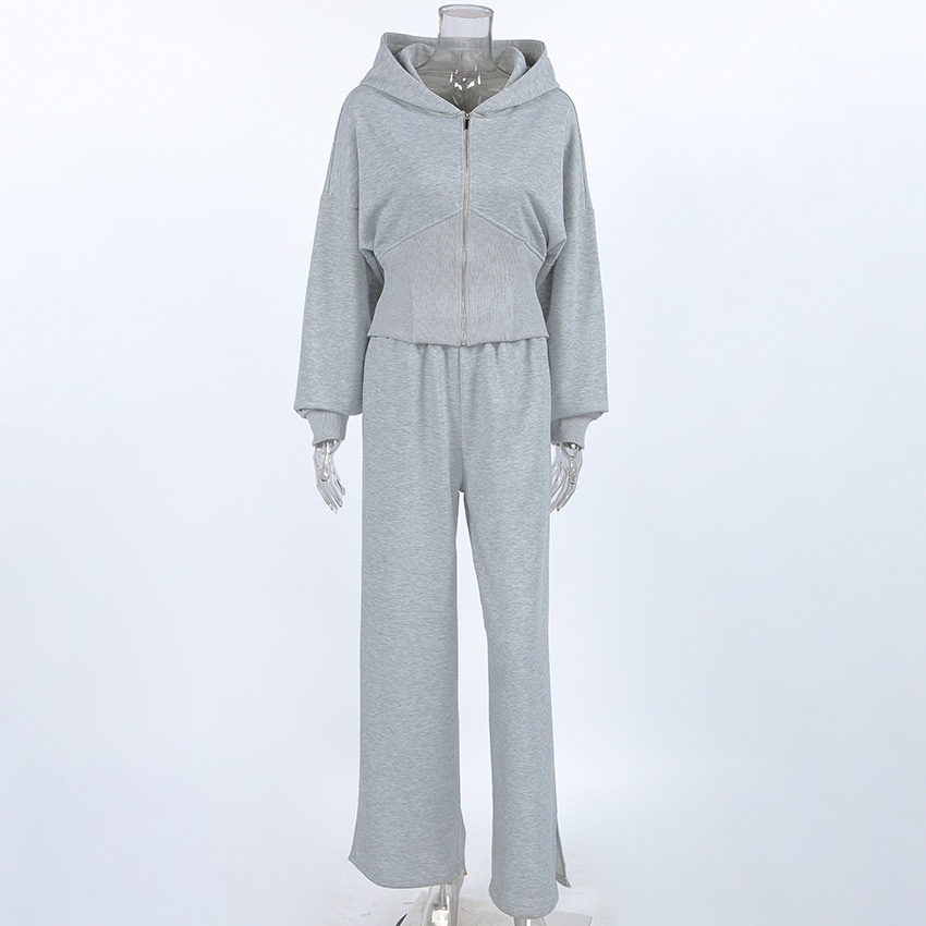 Ensemble corset à capuche côtelé et pantalon de survêtement à jambes larges