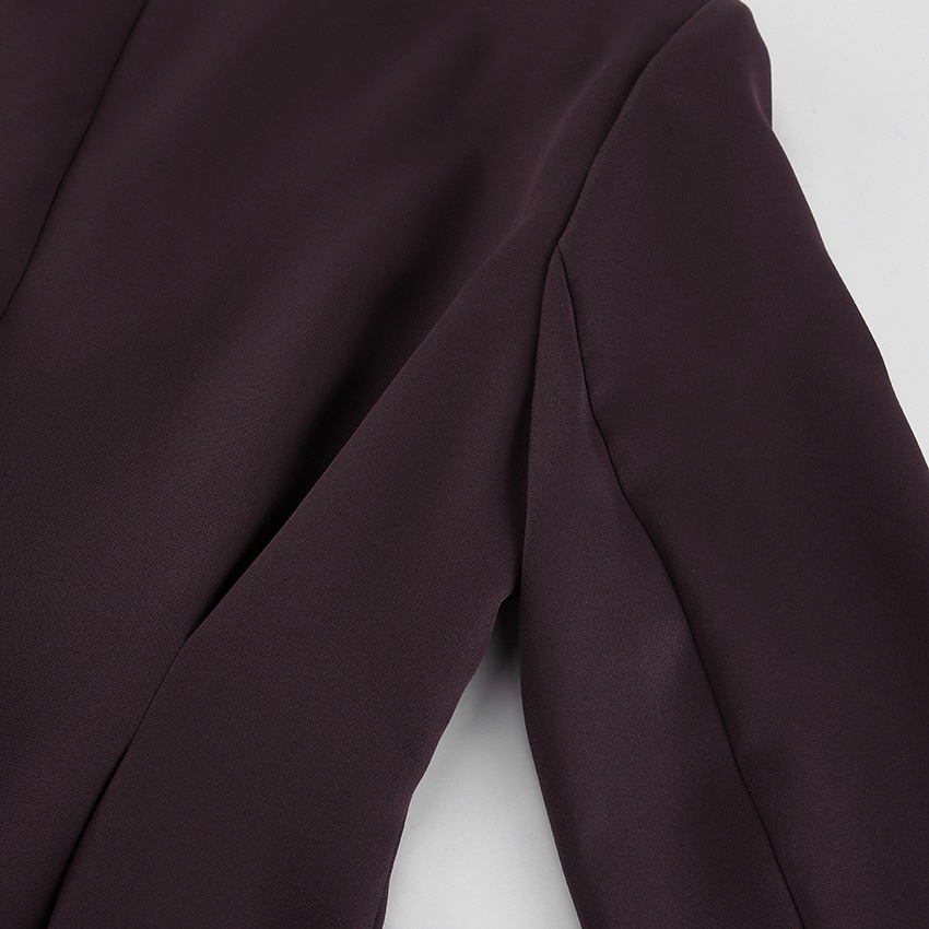 Ensemble blazer péplum marron chocolat et pantalon large pour femme