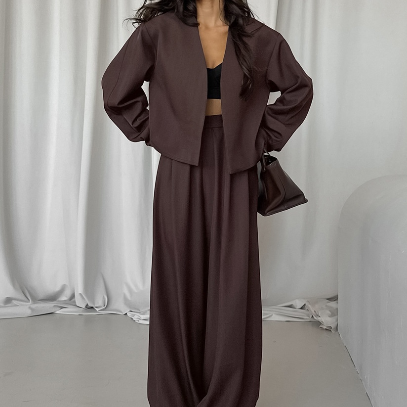 Ensemble chic deux pièces composé d'un crop top et d'un pantalon large