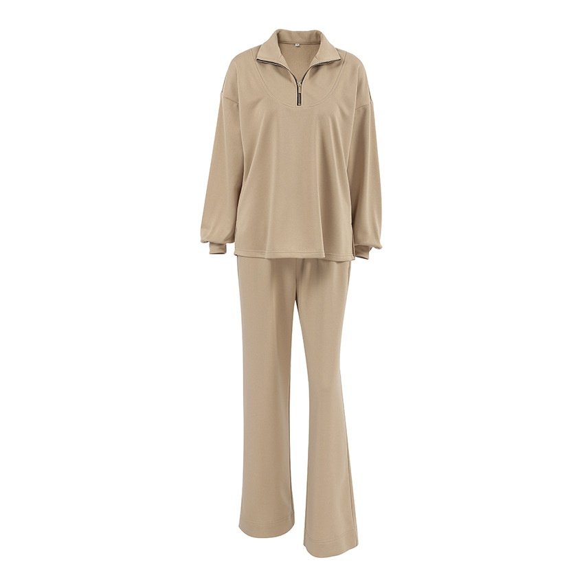 Ensemble sweat-shirt oversize à col zippé et pantalon large