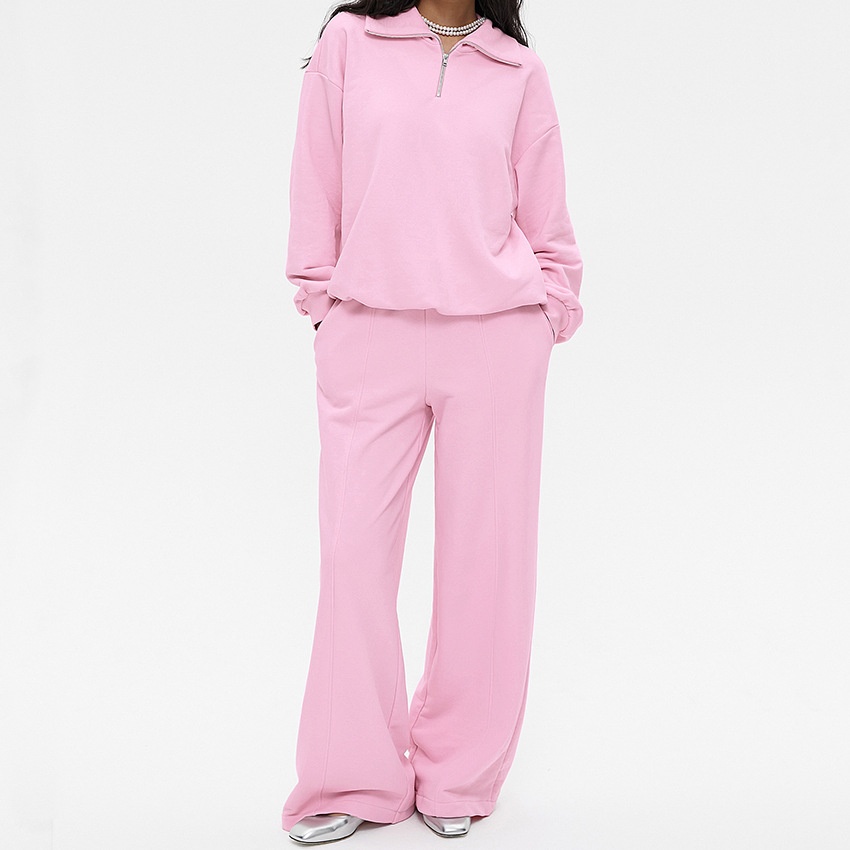 Ensemble sweat-shirt à col zippé et pantalon large pour femme