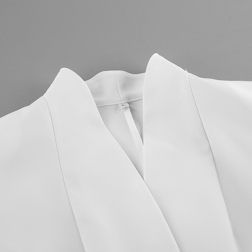 Veste blazer blanche élégante à col mandarin