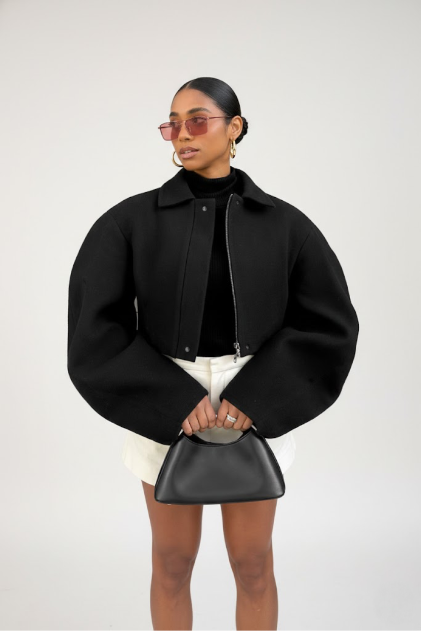 Autumn Fashion Trendy Casual Lapel Zippered Cropped Wool Blend Jacket SFE-00004