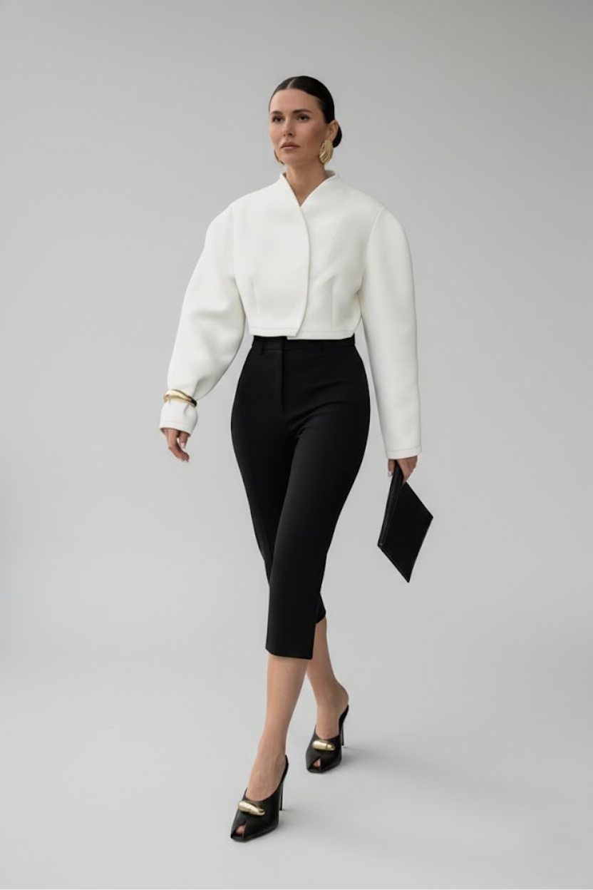 Autumn Fashion Simple V-Neck Sleeve Loose Cropped Jacke SFE-00005