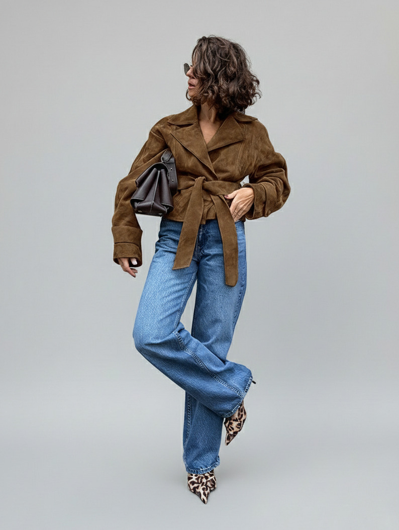 Suede Jackets Polyester (polyester fiber) Work Style Outerwear SFE-00024