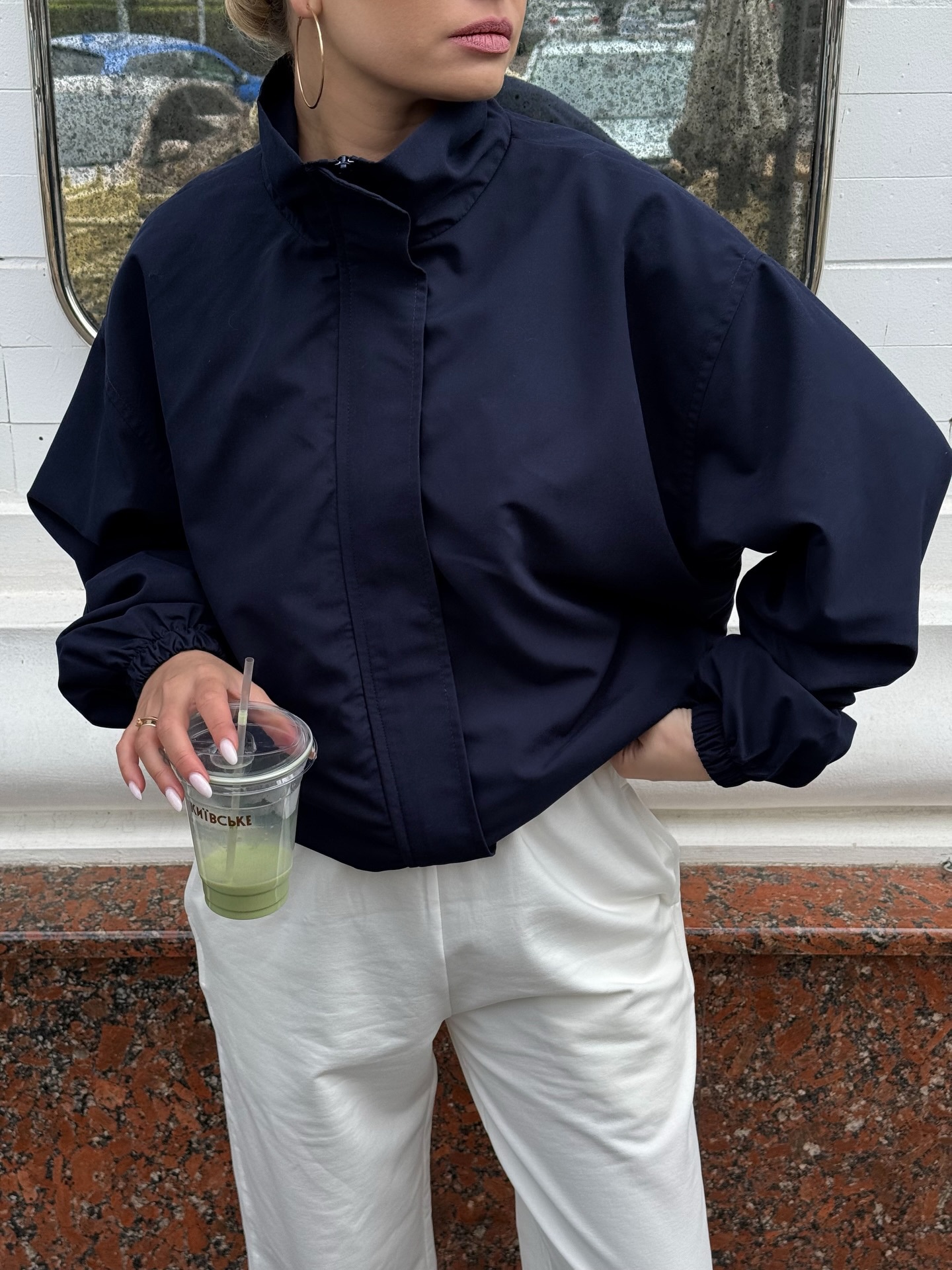 Giacca bomber da donna con collo alto e cerniera
