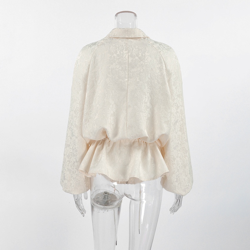 Giacca con zip e coulisse in jacquard floreale