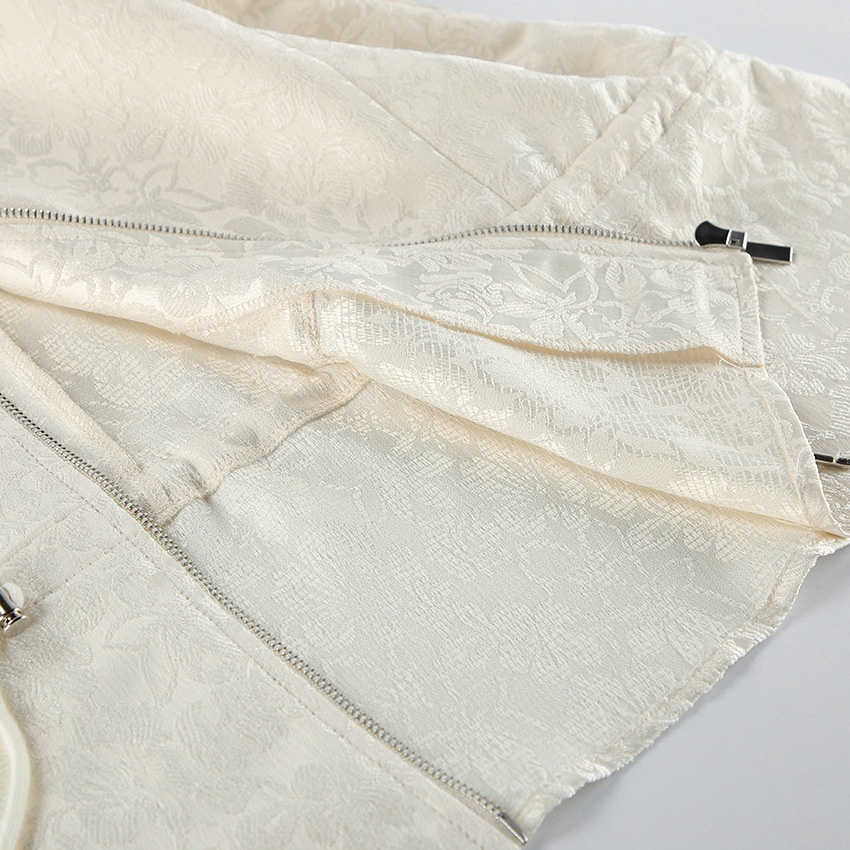 Giacca con zip e coulisse in jacquard floreale