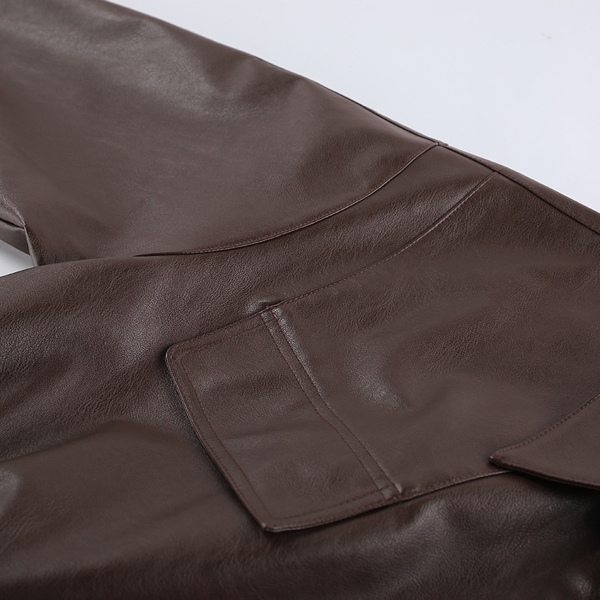 Giacca bomber da donna in similpelle marrone scuro