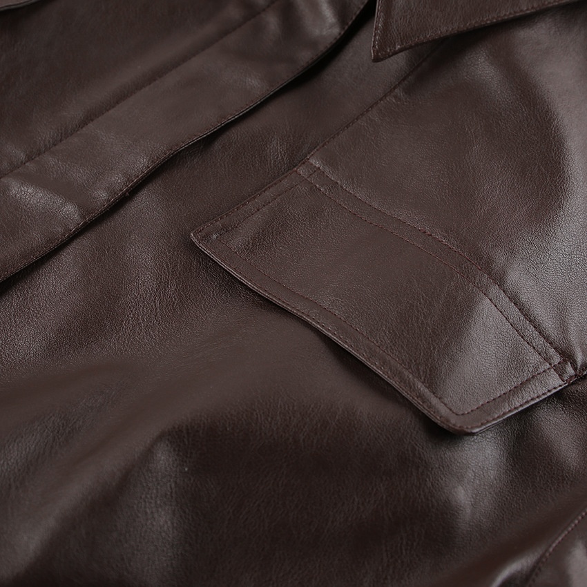 Giacca bomber da donna in similpelle marrone scuro