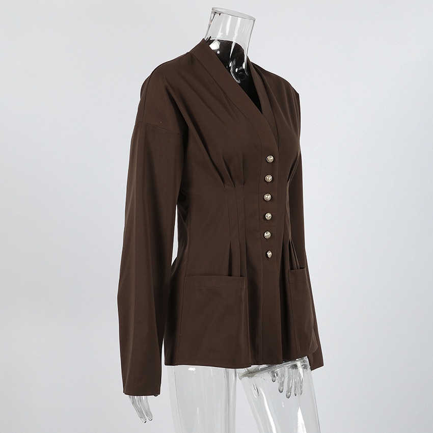 Giacca da donna con scollo a V, corsetto e baschina