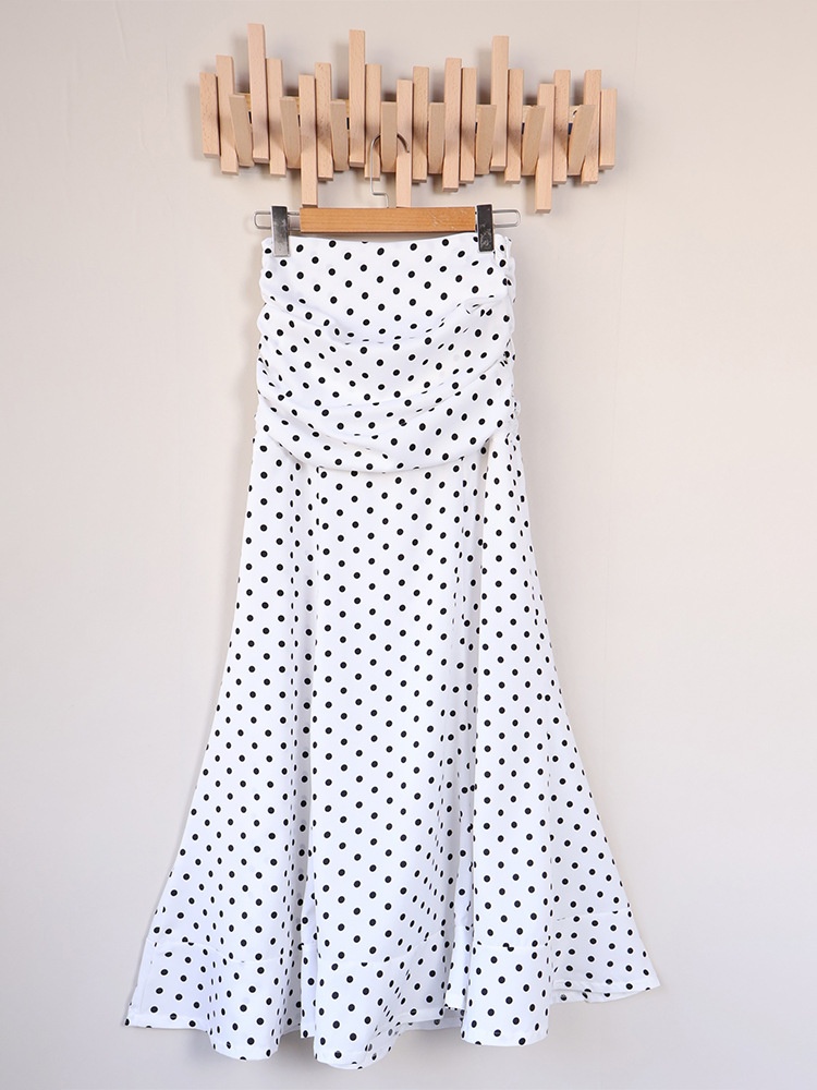 Polka Dot High Waist Mermaid Maxi Skirt