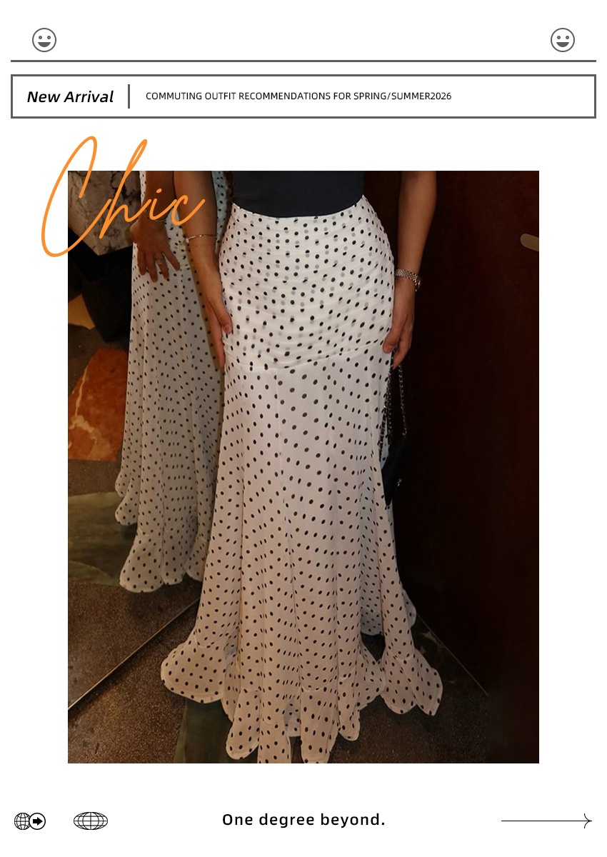 Polka Dot High Waist Mermaid Maxi Skirt