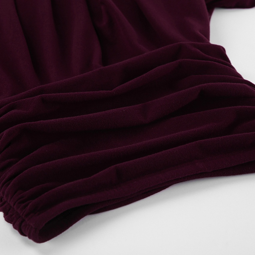 Wine Red Ruched Waist Asymmetrical Midi Skirt