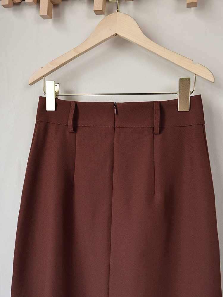 Lace Inset Slit Column Maxi Skirt